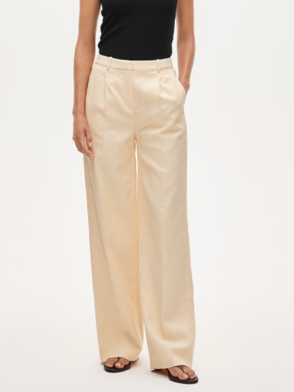J crew candlelight Essential wide-leg pant in Gramercy linen blend